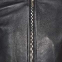 Pre Owned Dior Homme Black Leather Bomber Jacket M