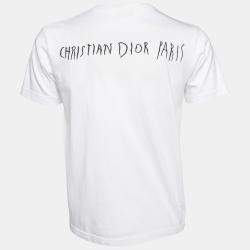 Pre Owned Dior Homme White Logo Embroidered Cotton Crew Neck T-Shirt XXS