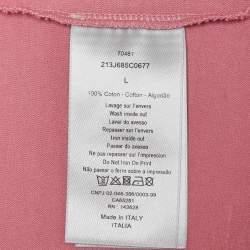 Pre Owned Dior Homme X Travis Pink Printed Cotton T-Shirt L