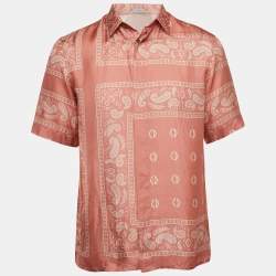 Pre Owned Dior Homme Pink Bandana Print Silk Shirt XS