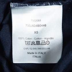 Pre Owned Dior Homme Navy Blue Cotton Jersey V-Neck T-Shirt XS