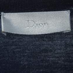 Pre Owned Dior Homme Navy Blue Cotton Jersey V-Neck T-Shirt XS