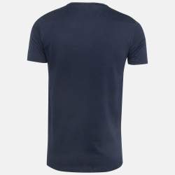 Pre Owned Dior Homme Navy Blue Cotton Jersey V-Neck T-Shirt XS