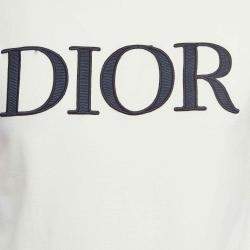 Pre Owned Dior Homme White  Logo Embroidered Cotton T-Shirt XS