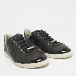 Dior Homme Black Patent and Leather Low Top Sneakers Size 43