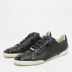 Dior Homme Black Patent and Leather Low Top Sneakers Size 43