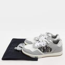 Dior Homme Grey Oblique Canvas and Leather B27 Low Top Sneakers Size 39