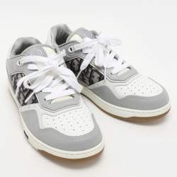 Dior Homme Grey Oblique Canvas and Leather B27 Low Top Sneakers Size 39
