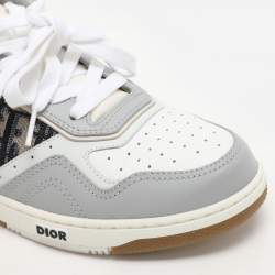 Dior Homme Grey Oblique Canvas and Leather B27 Low Top Sneakers Size 39