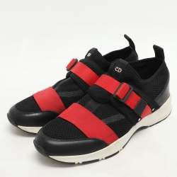 Dior Homme Black/Red Mesh and Leather B21 Slip On Sneakers Size 43.5