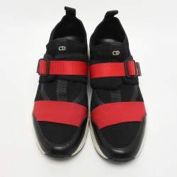 Dior Homme Black/Red Mesh and Leather B21 Slip On Sneakers Size 43.5