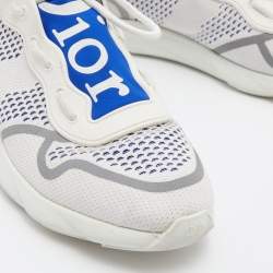 Pre Owned Dior Homme White/Blue Knit Fabric and Neoprene B21 Neo Sneakers Size 41