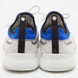 Pre Owned Dior Homme White/Blue Knit Fabric and Neoprene B21 Neo Sneakers Size 41