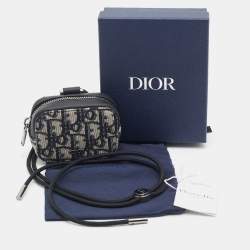 Dior Navy Blue Oblique Canvas Nano D-Touch Horizontal Pouch