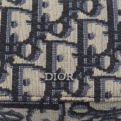 Dior Navy Blue Oblique Canvas Nano D-Touch Horizontal Pouch