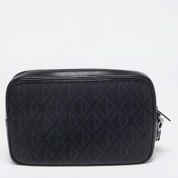 Dior Black CD Diamond Coated Canvas and Leather Toiletry Pouch