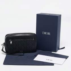 Dior Black CD Diamond Coated Canvas and Leather Toiletry Pouch