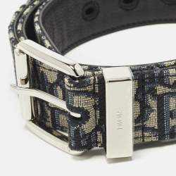 Pre Owned Dior 110 CM Buckle Belt Beige/Black Oblique Canvas and Leather 