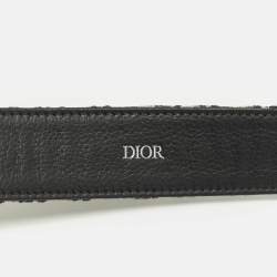 Pre Owned Dior 110 CM Buckle Belt Beige/Black Oblique Canvas and Leather 