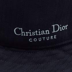 مملوكة مسبقًا Christian Dior Couture Navy Blue Striped Wool Bucket Hat Size 59