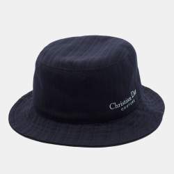مملوكة مسبقًا Christian Dior Couture Navy Blue Striped Wool Bucket Hat Size 59