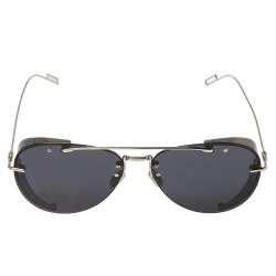 Pre Owned Dior Silver Tone/Grey 0102K Aviator Sunglasses