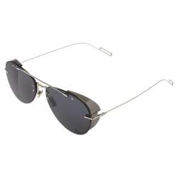 Pre Owned Dior Silver Tone/Grey 0102K Aviator Sunglasses