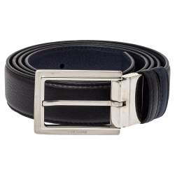 Dior Black/Blue Leather Reversible Belt 120CM