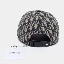 Pre Owned Dior Homme Navy Blue Oblique Jacquard Baseball Cap L