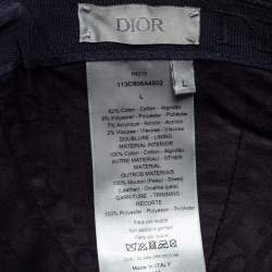 Pre Owned Dior Homme Navy Blue Oblique Jacquard Baseball Cap L