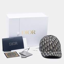 Pre Owned Dior Homme Navy Blue Oblique Jacquard Baseball Cap L
