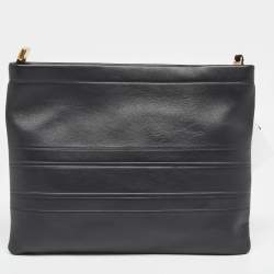 Dior Black Leather Medium Dior Stripe Pouch