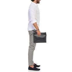 Dior Black Leather Medium Dior Stripe Pouch