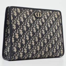 Pre Owned Dior Blue Oblique Jacquard Canvas 30 Montaigne Dea Pouch