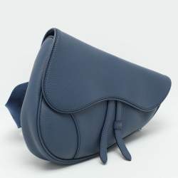 Dior Blue Leather Kim Jones Saddle Bag