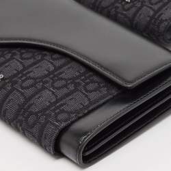 Dior Black Oblique Canvas and Leather Elite Pouch Crossbody Bag