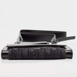 Dior Black Oblique Canvas and Leather Elite Pouch Crossbody Bag