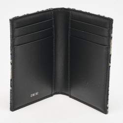 Dior Navy Blue Oblique Canvas Vertical Bifold Wallet