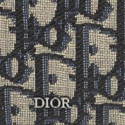 Dior Navy Blue Oblique Canvas Vertical Bifold Wallet
