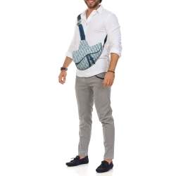 Dior Blue/White Oblique Kasuri Denim and Leather Saddle Bag