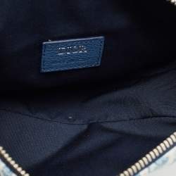 Dior Blue/White Oblique Kasuri Denim and Leather Saddle Bag