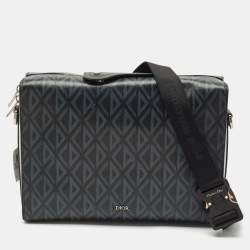 Dior Black PVC Coated Canvas CD Diamond Lingot Messenger Bag
