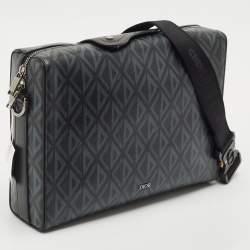 Dior Black PVC Coated Canvas CD Diamond Lingot Messenger Bag