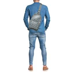 مملوكة مسبقًا Dior Grey CD Diamond Coated Canvas Mini Rider Sling Bag