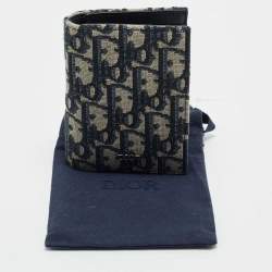 Dior Beige/Black Oblique Canvas Vertical Bifold Card Holder