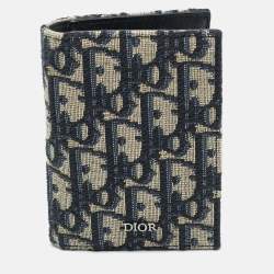 Dior Beige/Black Oblique Canvas Vertical Bifold Card Holder
