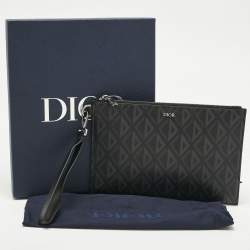 Pre Owned حقيبة يد ديور قماش مطلي بالألماس أسود CD حجم A5