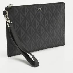 Pre Owned حقيبة يد ديور قماش مطلي بالألماس أسود CD حجم A5