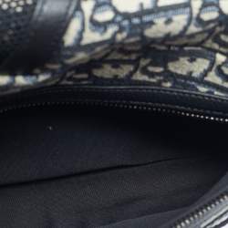 Pre Owned Dior Navy Blue Oblique Canvas Scarab Crossbody Bag
