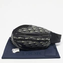 Pre Owned Dior Navy Blue Oblique Canvas Scarab Crossbody Bag